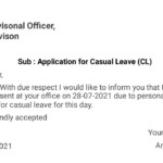 CL Application For Govt Employees Casual Leave Letter In English