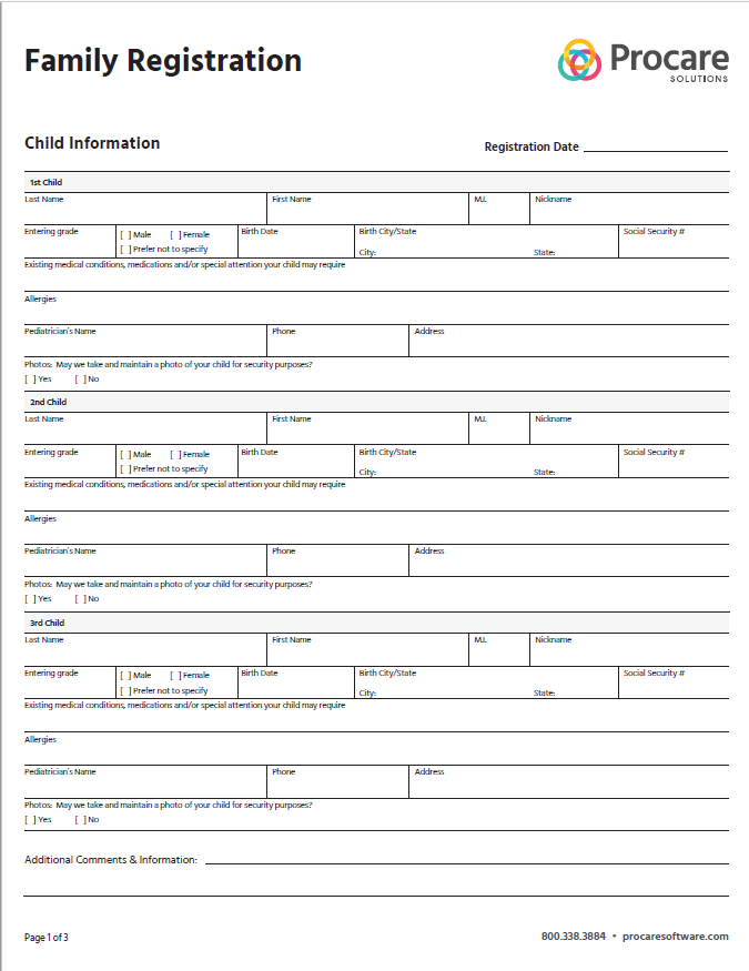 Daycare Application Forms Procare Solutions