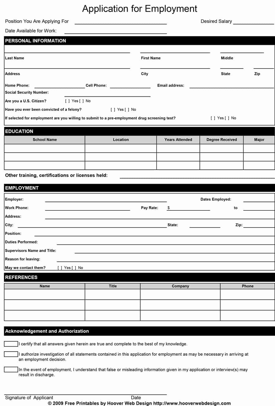 Employee Application Form Template Free Best Of 50 Free Employment Job 