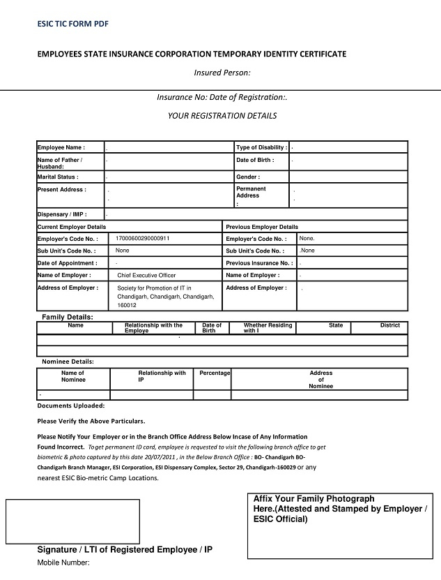 Esic Form 7b Pdf Download Visitnew