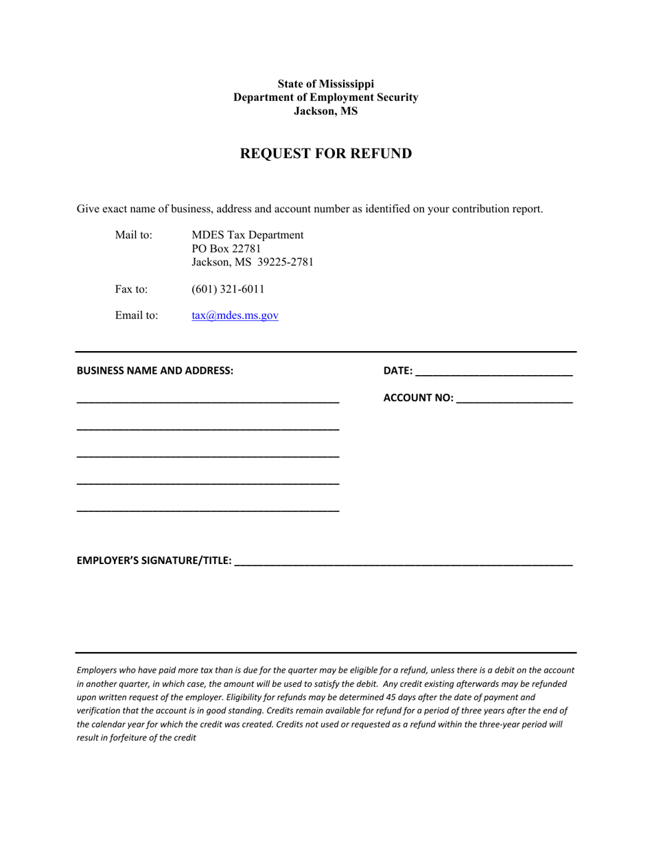 Fillable Application For Employee Refund Of Occupational Taxes Withheld