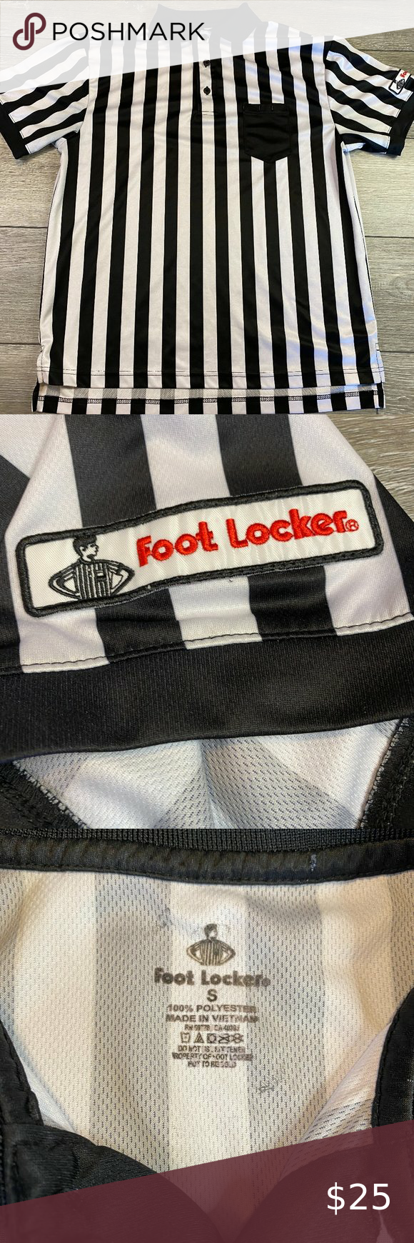 Foot Locker Employee Uniform Shirt Referee Polo Small S Black White 