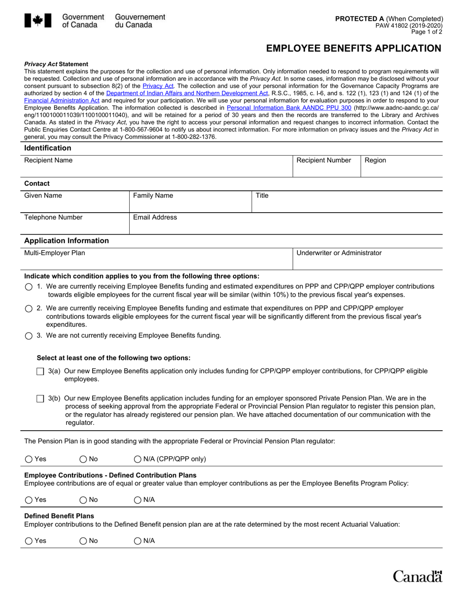 Form PAW41802 Download Fillable PDF Or Fill Online Employee Benefits