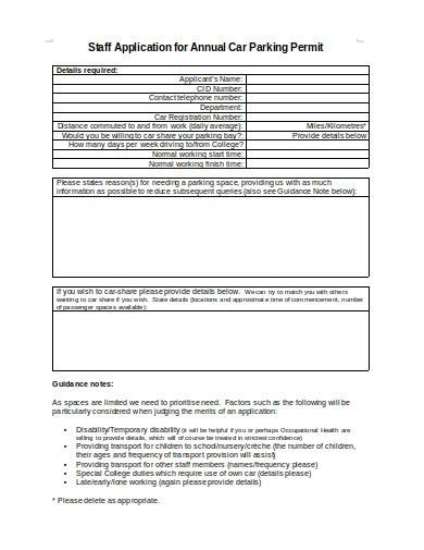 FREE 10 Parking Permit Application Samples Templates In PDF MS Word