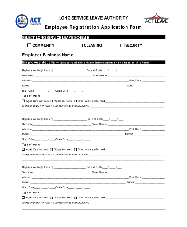 FREE 12 Sample Employee Application Forms In PDF MS Word Excel