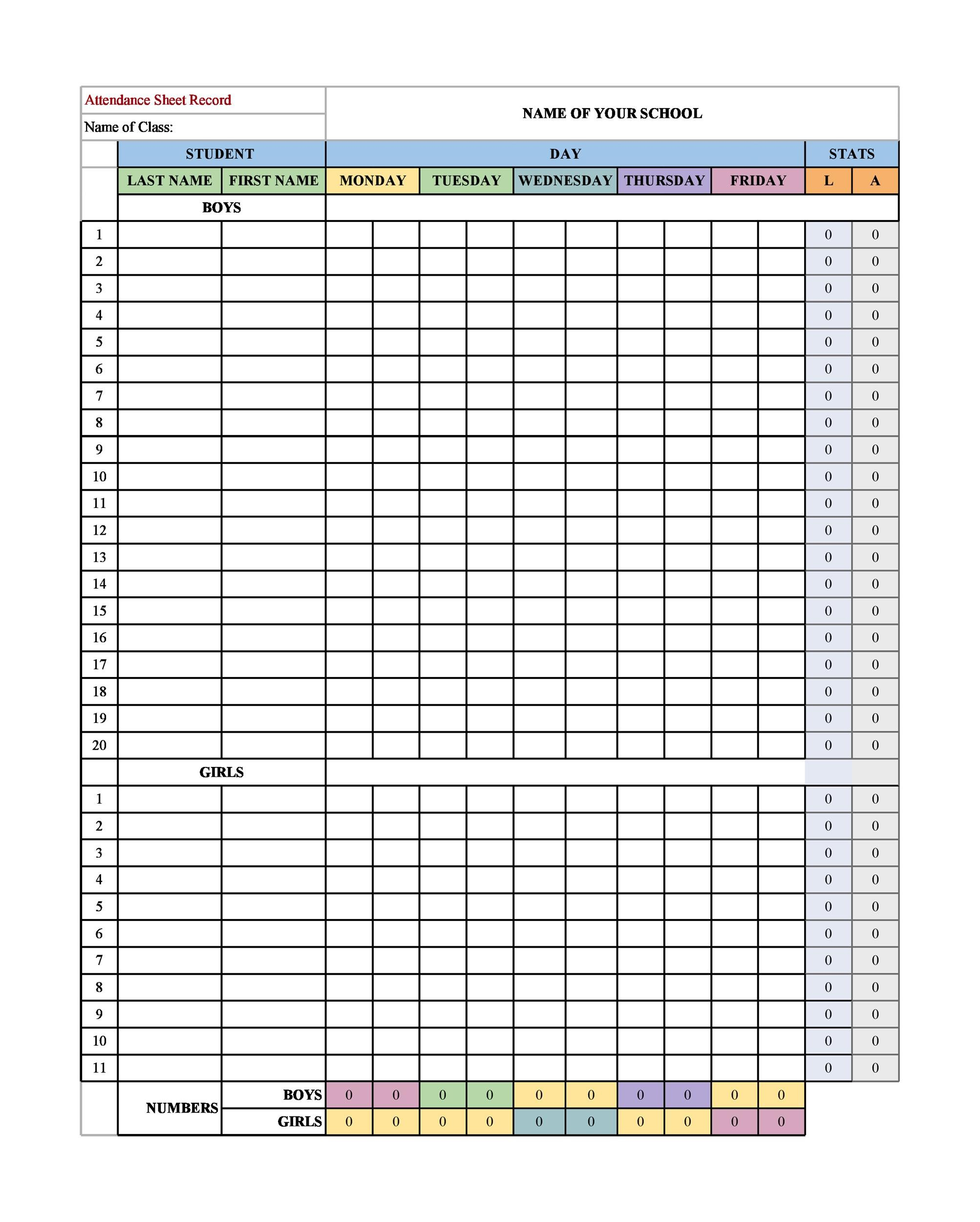 Free Printable Attendance Forms For Teachers PRINTABLE TEMPLATES