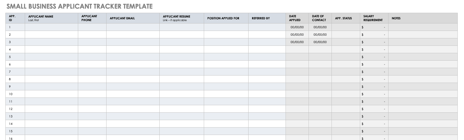 Free Recruitment Excel Template PRINTABLE TEMPLATES