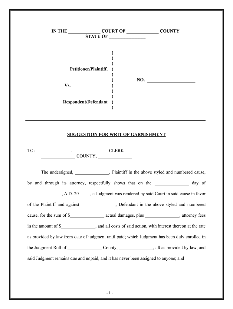 Garnishment Form Fill Out And Sign Printable PDF Template SignNow