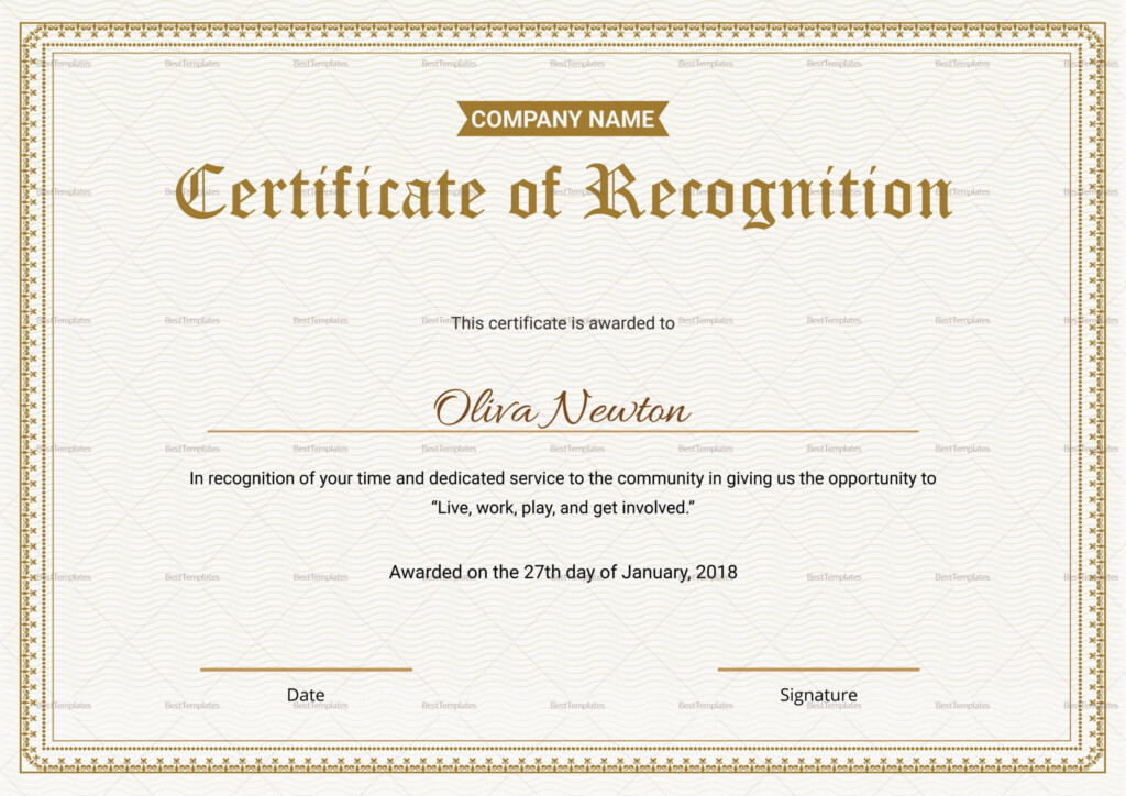 Get Our Free Employee Recognition Certificate Template Certificate Of 