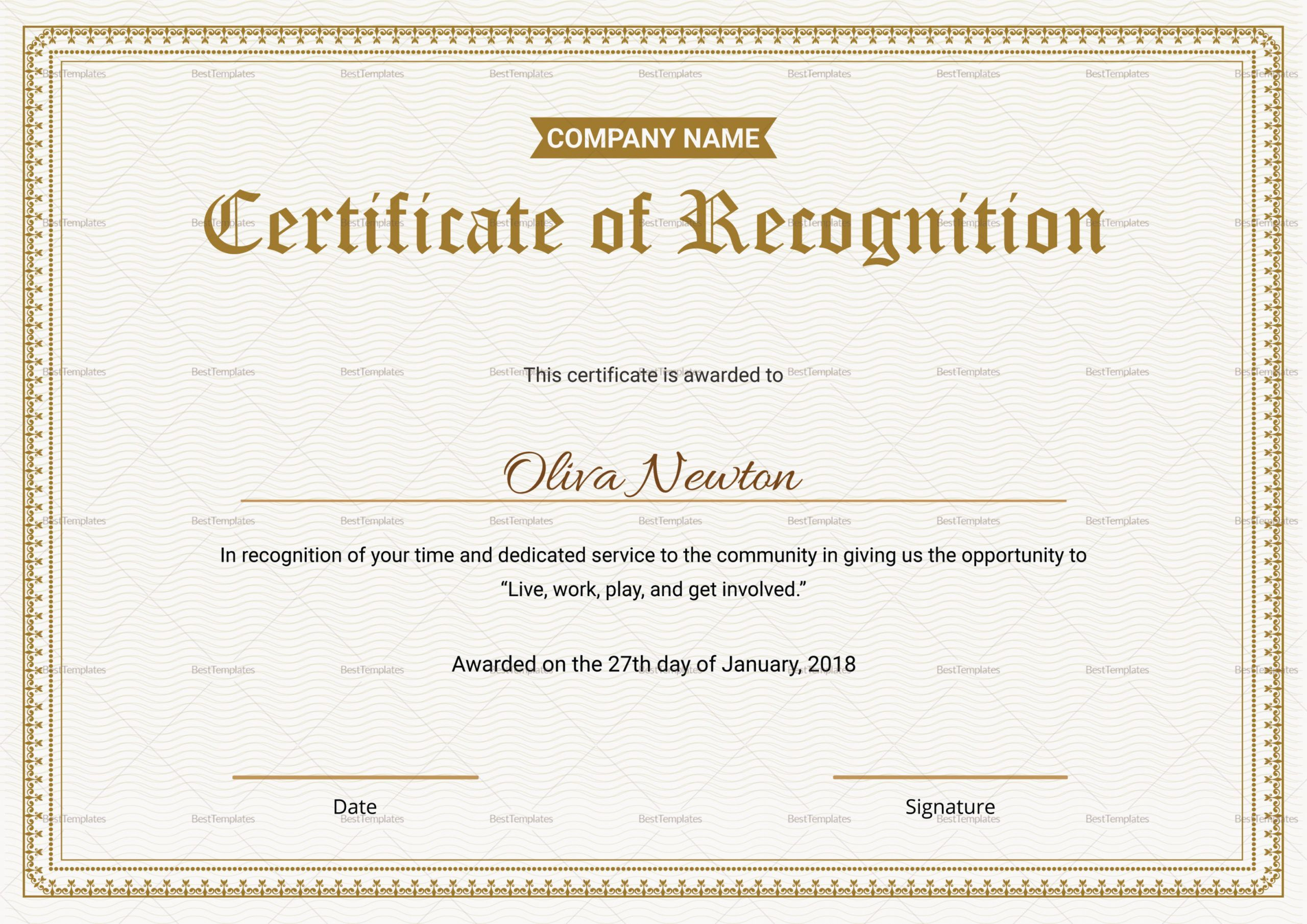 Get Our Free Employee Recognition Certificate Template Certificate Of 