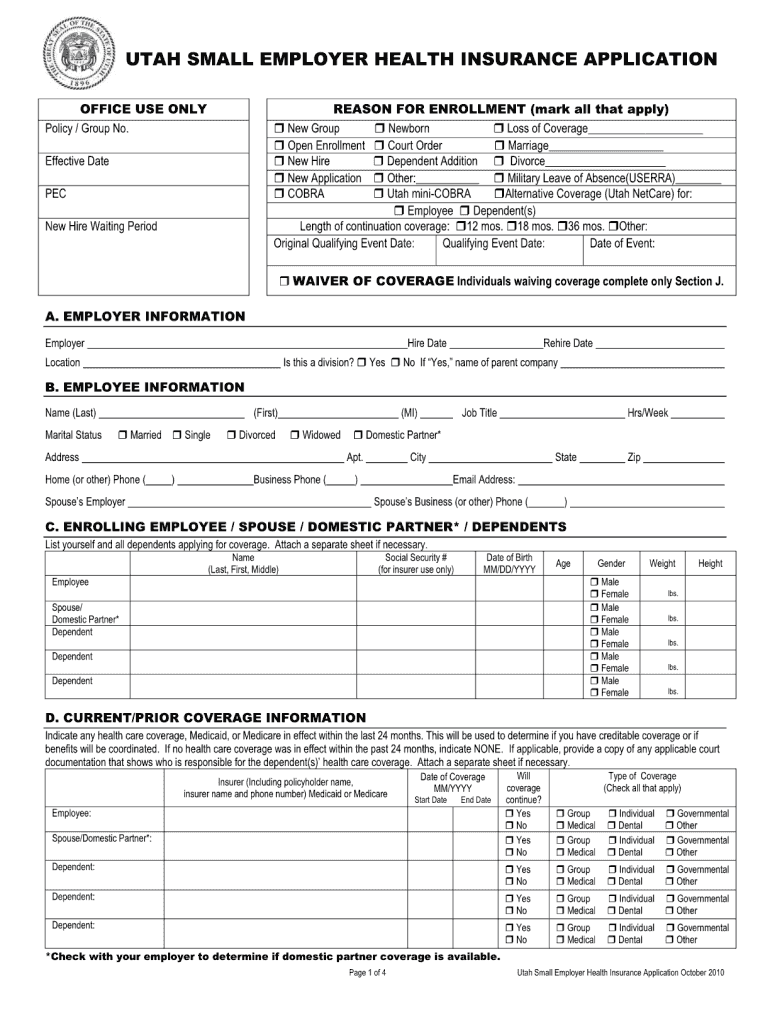 Health Insurance Application Form Pdf Fill Out And Sign Printable PDF