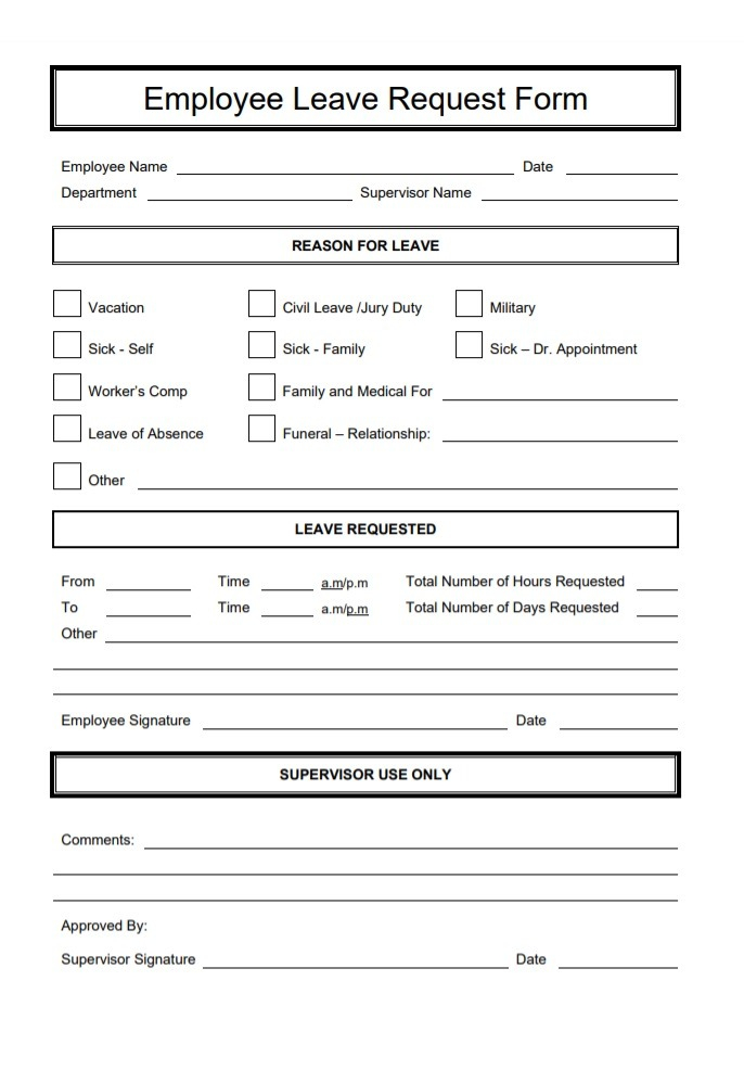 Leave Application Form Free Word Templates