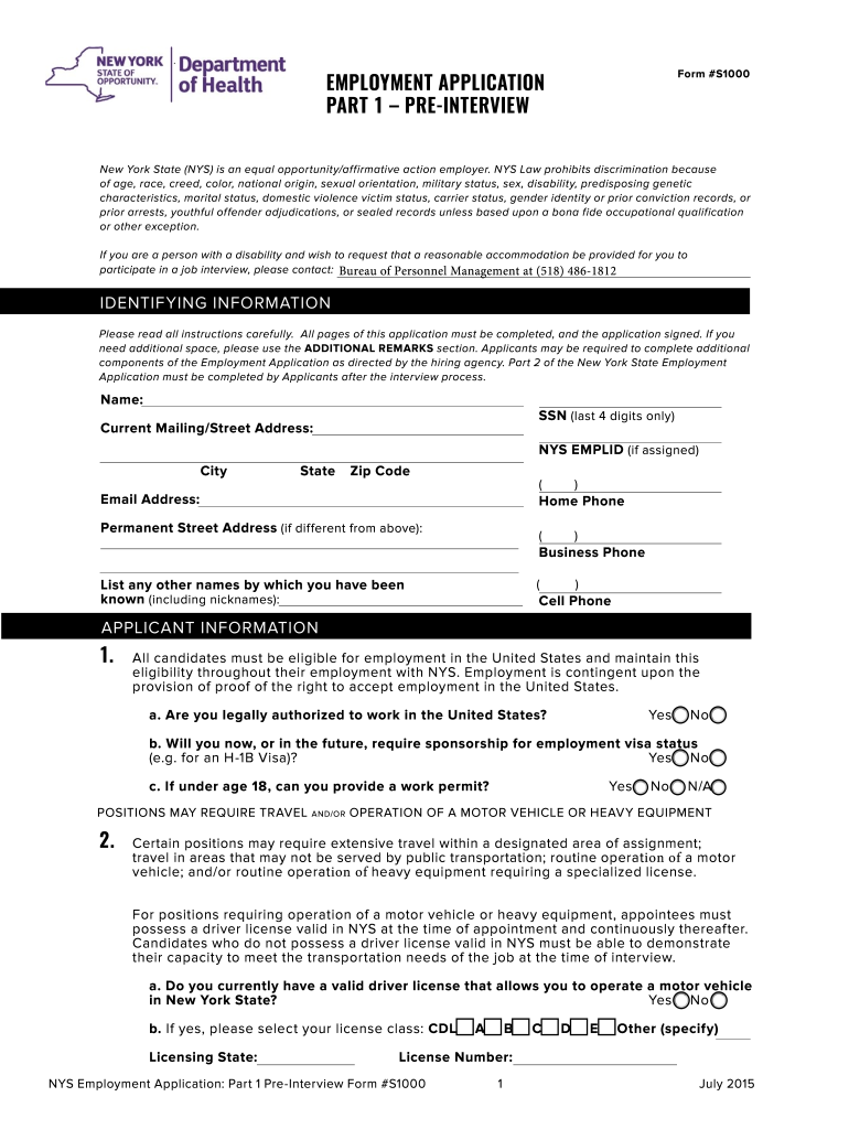 Ny Employment Application Fill Out Sign Online DocHub