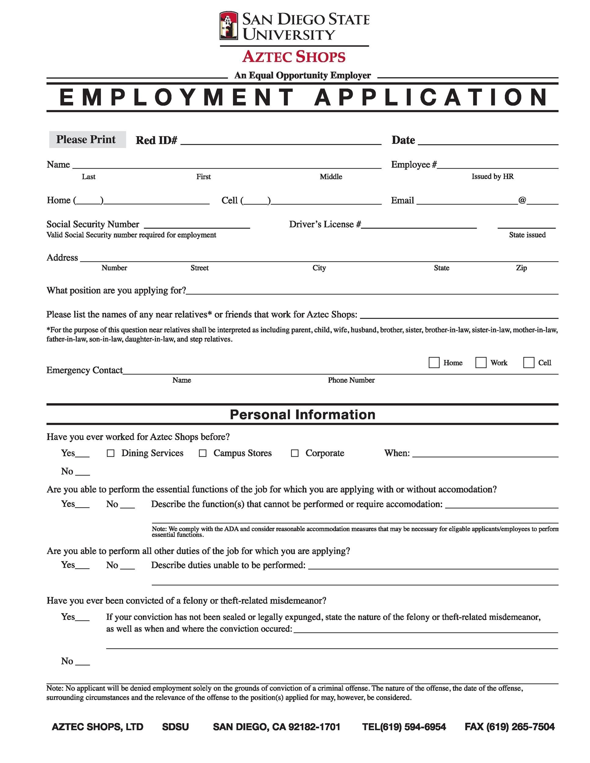 Printable Editable Job Application Template Printable Templates