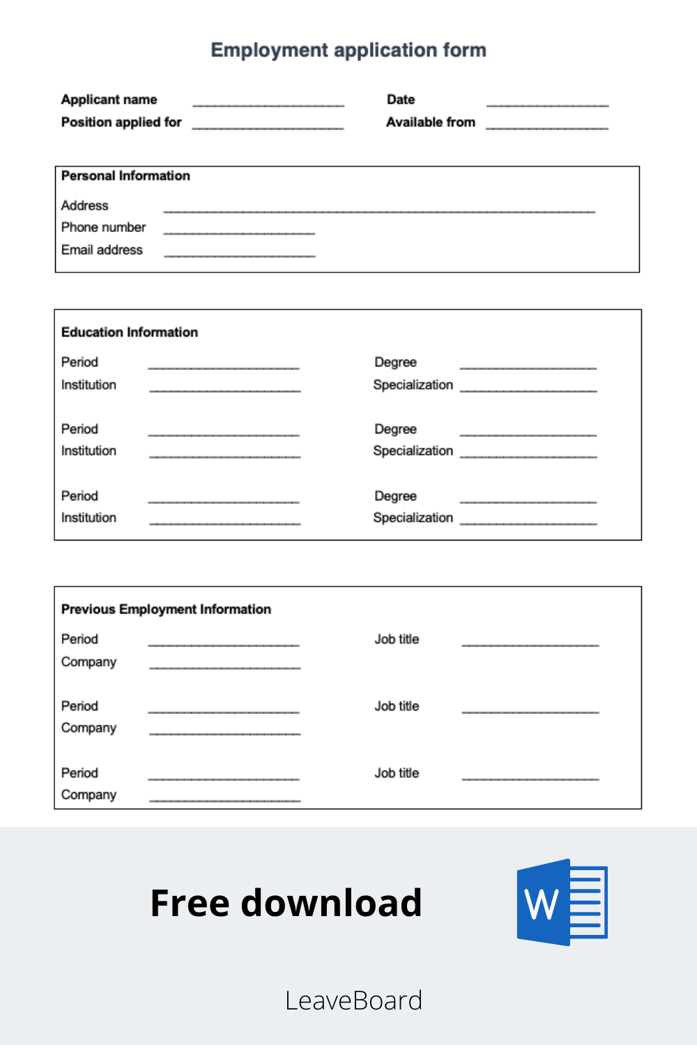 Printable Employment Application Discount Collection Save 41 Jlcatj 