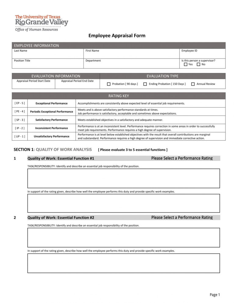 Printable Free 14 Employee Appraisal Forms In Pdf Excel Ms Employee