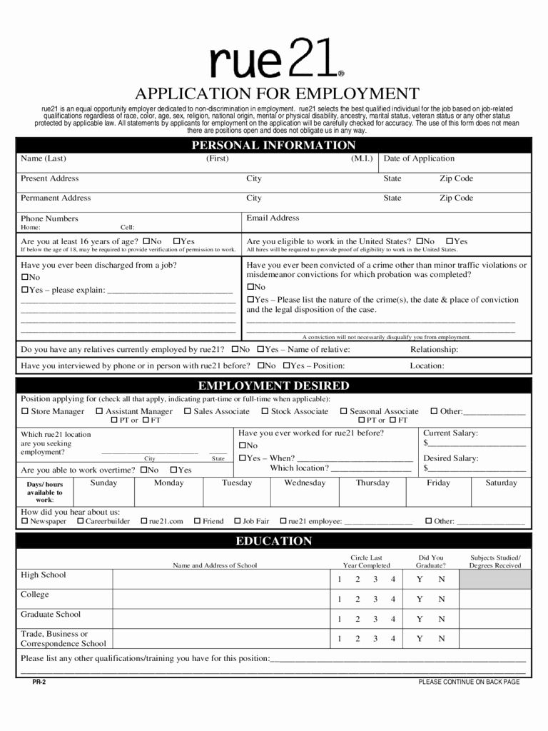 Retail Application Form New 2019 Retail Job Application Form Fillable 