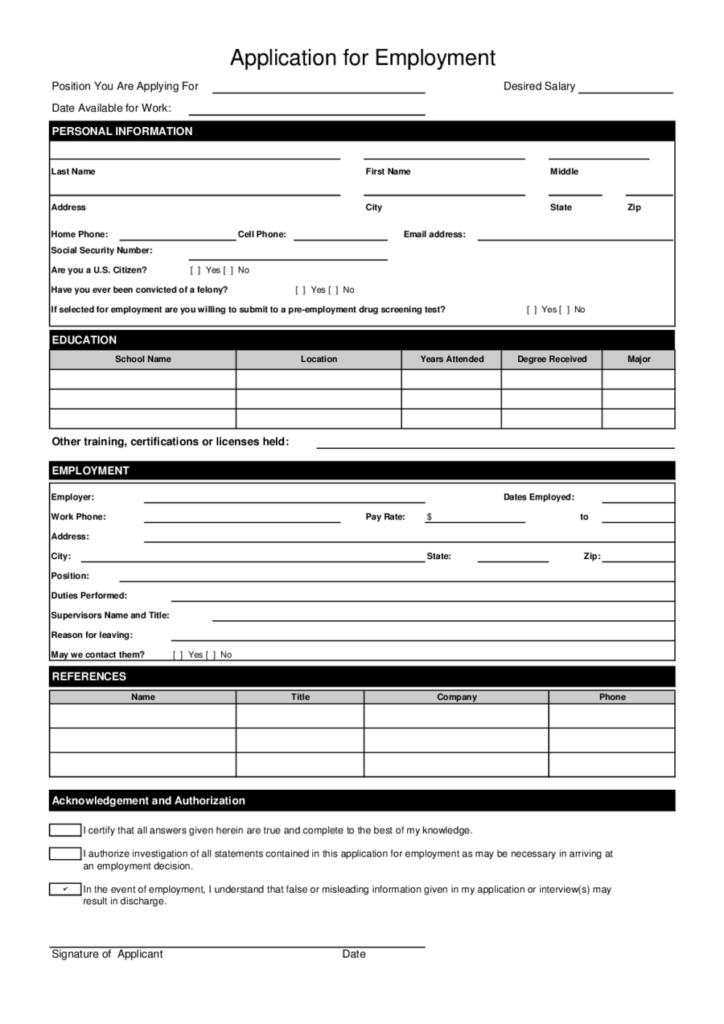 Sample Employment Application Form Template Edit Fill Sign Online 