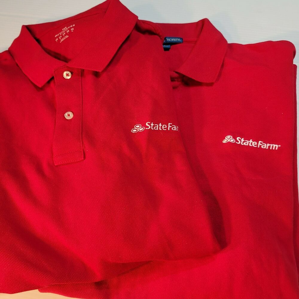 State Farm LOT OF 2 Agent Red Polo Shirt Insurance Employee Uniform