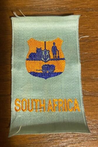 VINTAGE TOBACCO SILK WOVEN SOUTH AFRICA SHIELD LIGHT BLUE NEW OLD