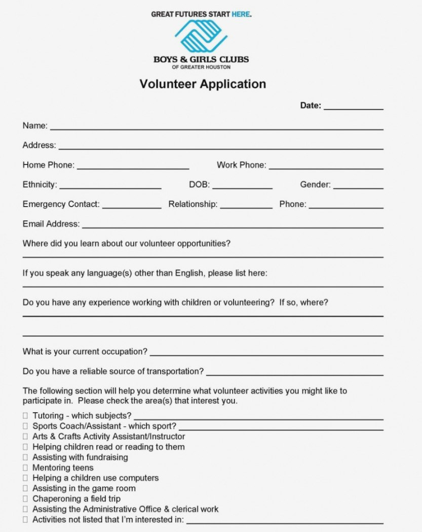 Volunteer Application Template For Nonprofit Beconchina With Regard To